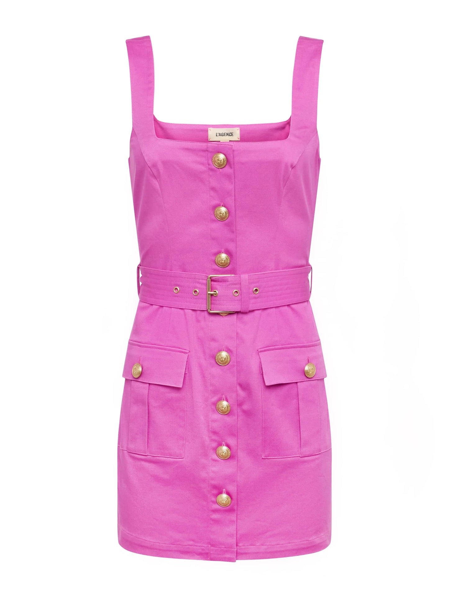 L'AGENCE - Midy Button-Front Dress - Dusty Fuchsia