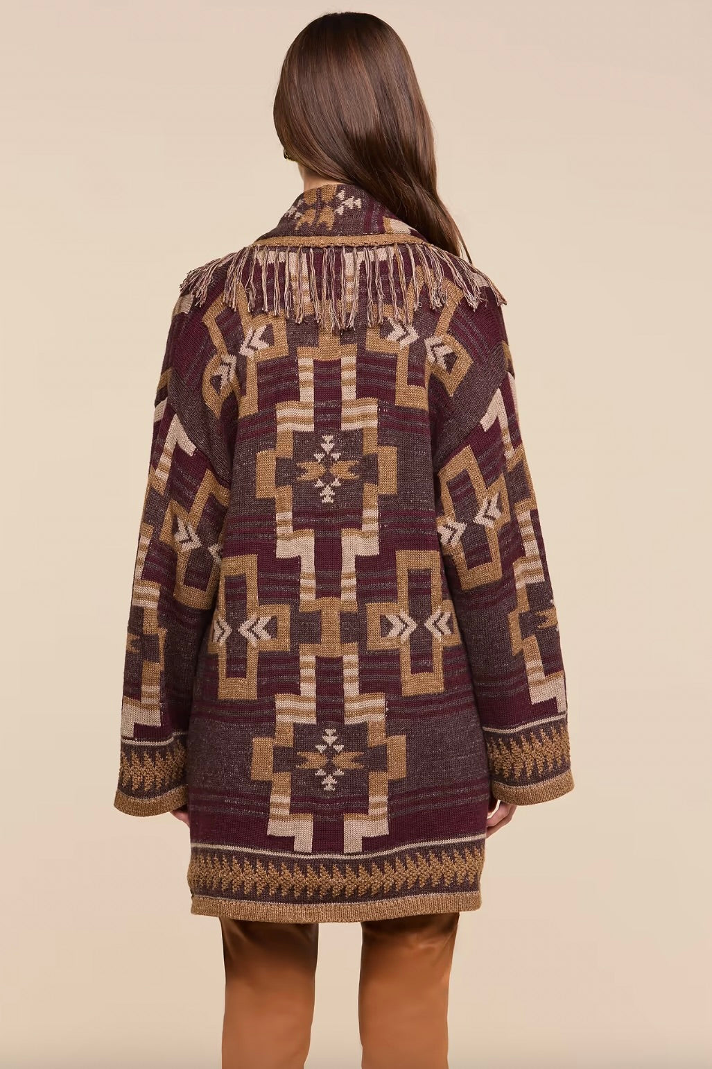 Jair Jacquard Fringe Cardigan