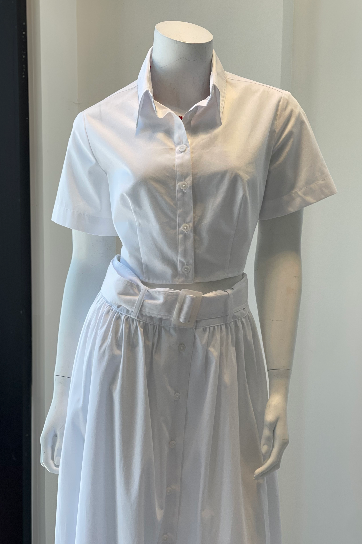 Cropped Tie Back Button Up