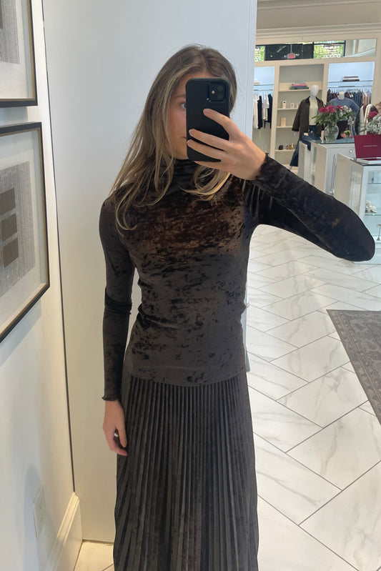 flocked stretch tulle turtleneck