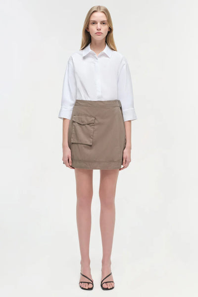 SIMKHAI - Fraser Mini Shirt Dress - Faded Olive Multi