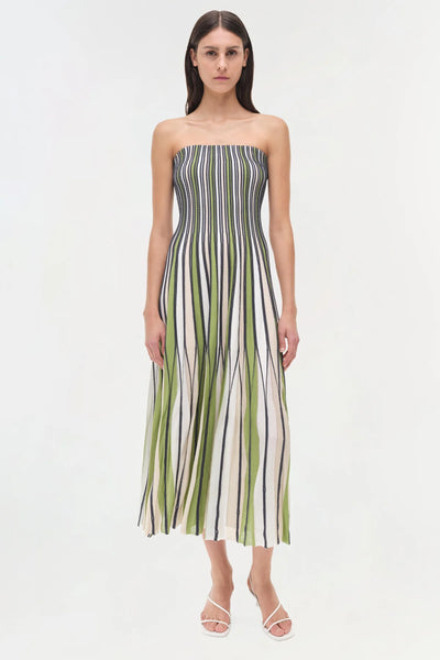SIMKHAI - Soleil Strapless Knit Midi Dress - Kiwi Multi