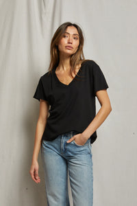 PerfectWhiteTee - Hendrix Cotton Boxy V Neck Tee - True Black