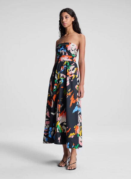 A.L.C. - Tate Strapless Printed Midi Dress - Black Multi