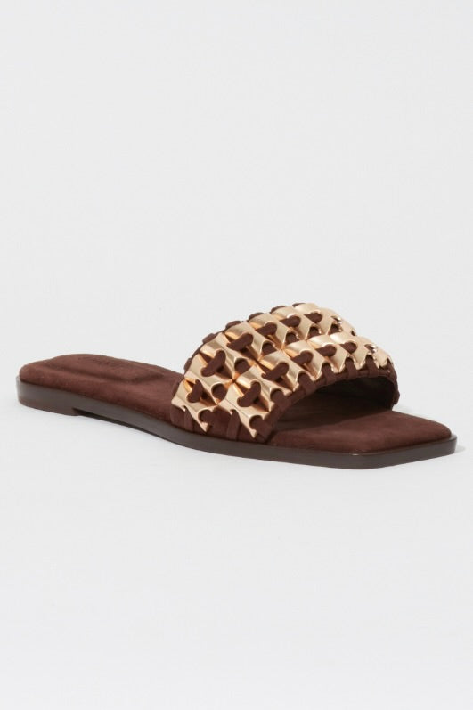 Faye Beaded Suede Flat Slide