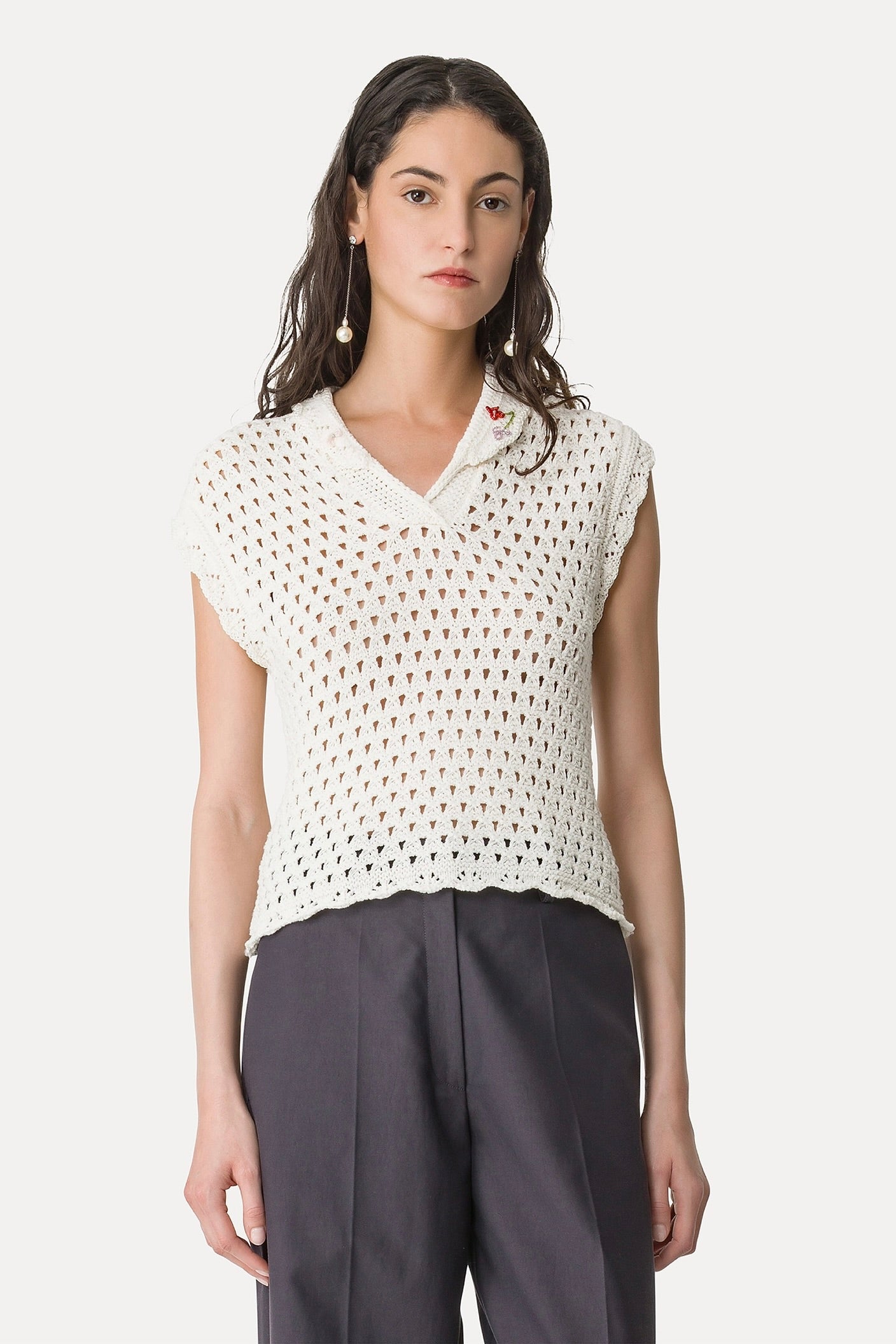 embroidered polo top