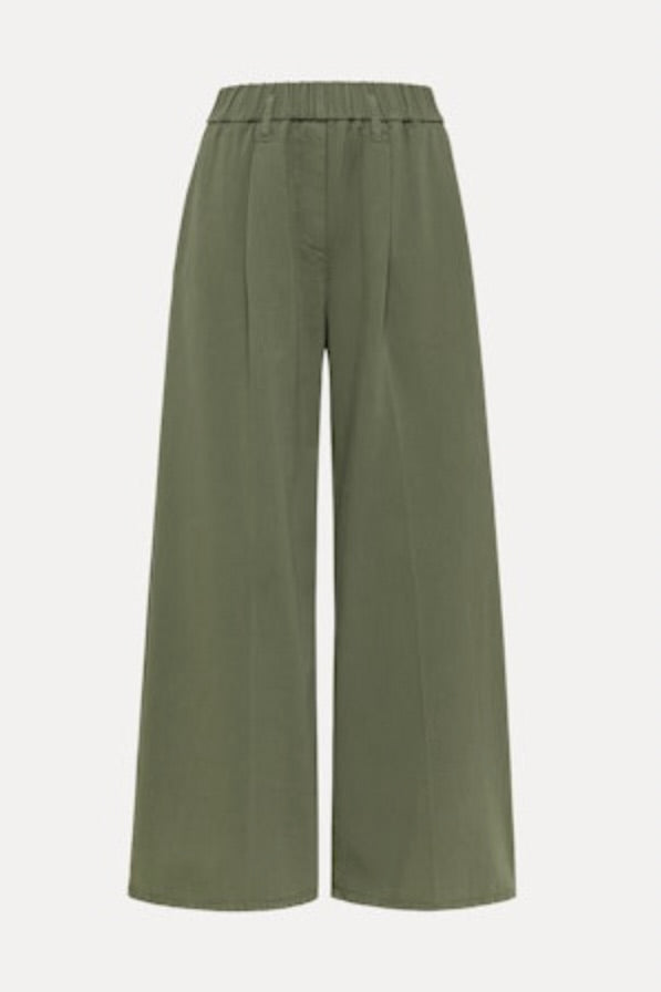 fluid cotton twill elasticated loose pants