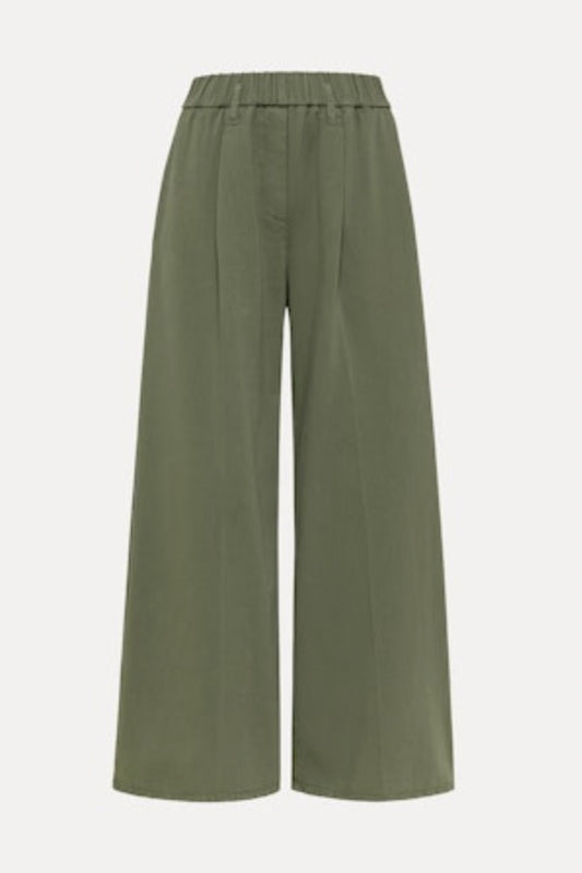 fluid cotton twill elasticated loose pants