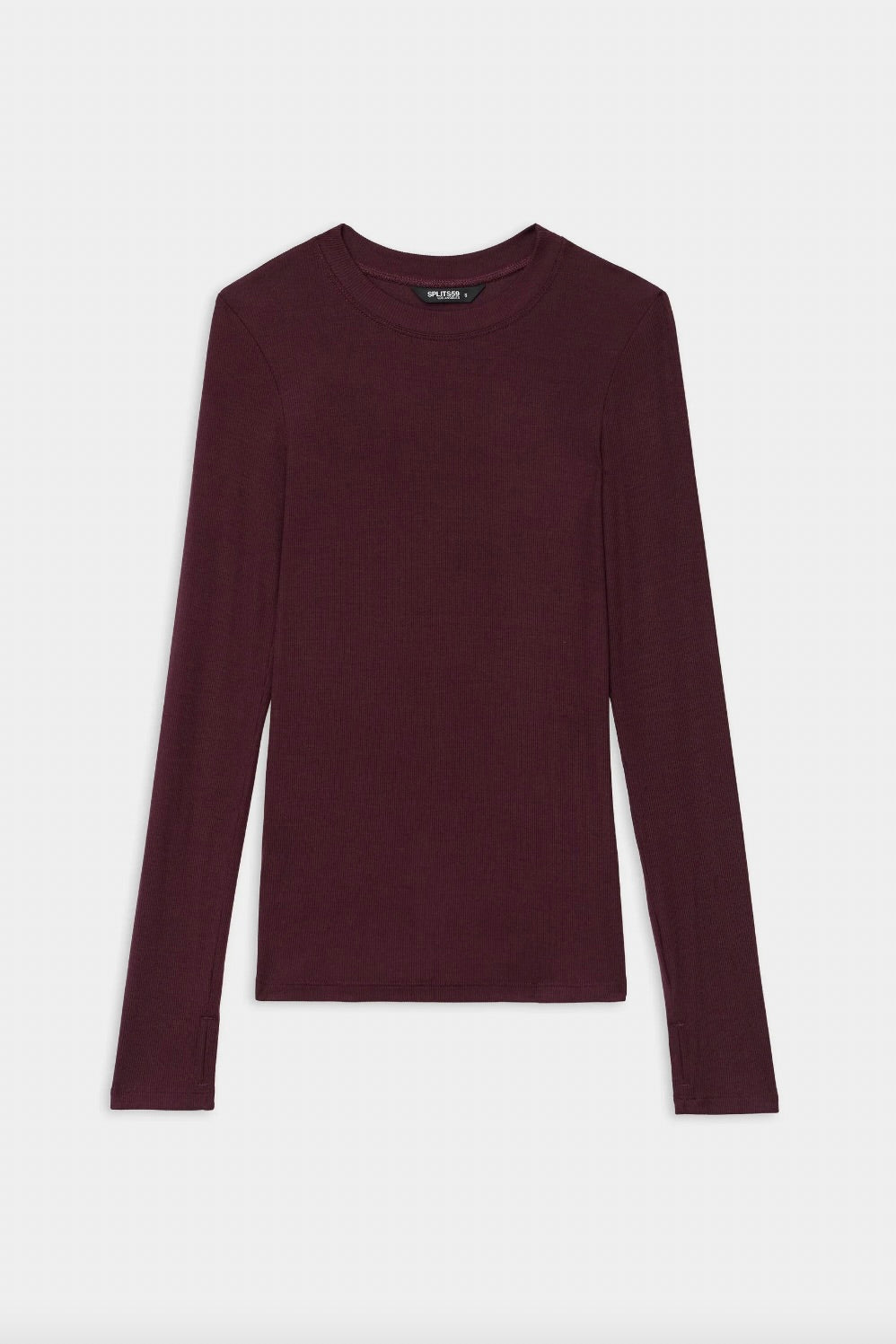 Louise Rib Long Sleeve - Dark Cherry