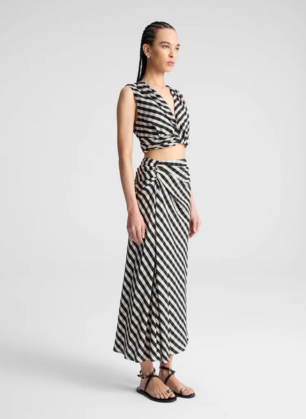 A.L.C. - Jean Gingham Midi Skirt - Black/Tan