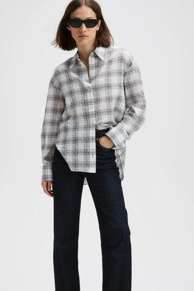 The Everything Shirt - Cream Plaid