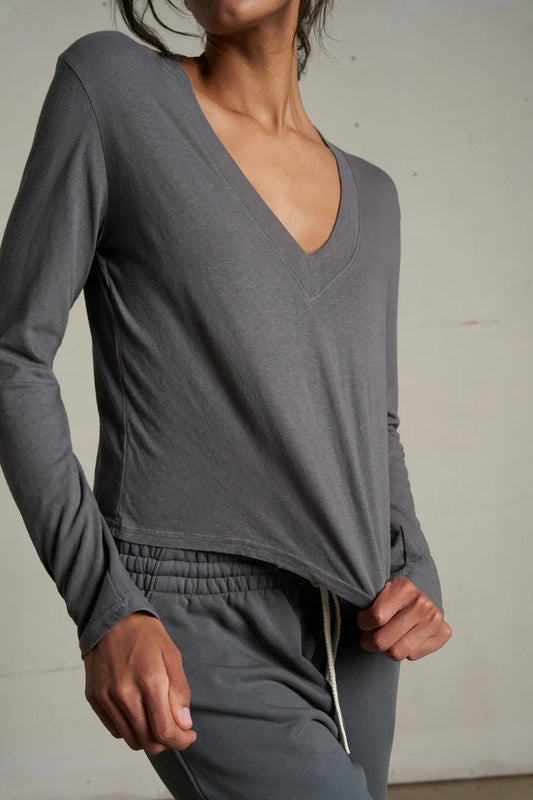 Fiona Long Sleeve Tee - Charcoal