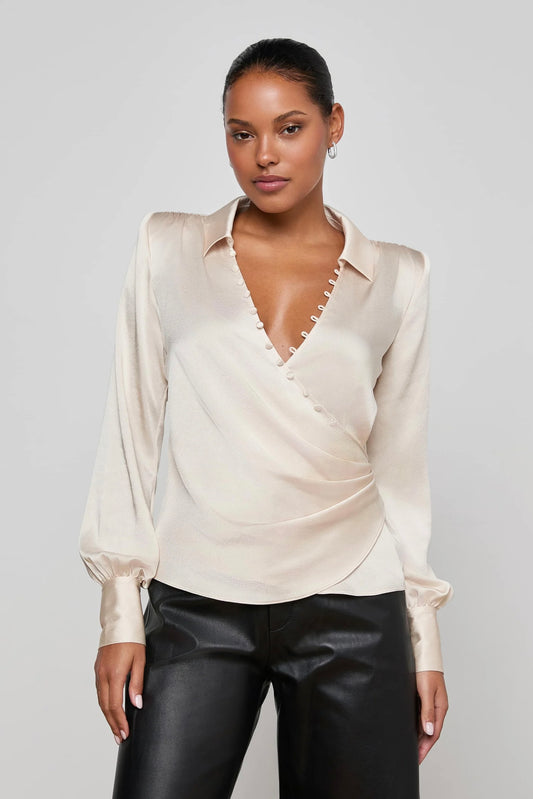 Bernice Satin Wrap Blouse