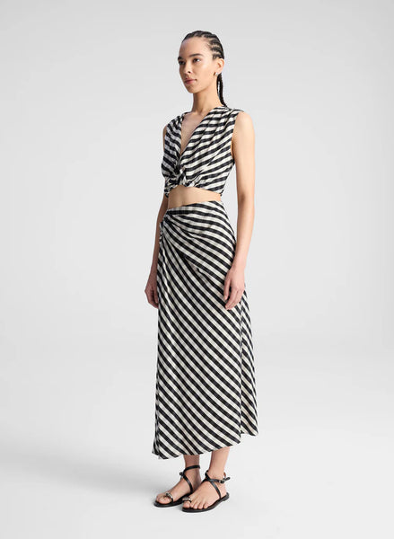 A.L.C. - Jean Gingham Midi Skirt - Black/Tan