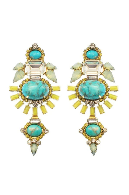 Henning Earrings - Turquoise & Yellow