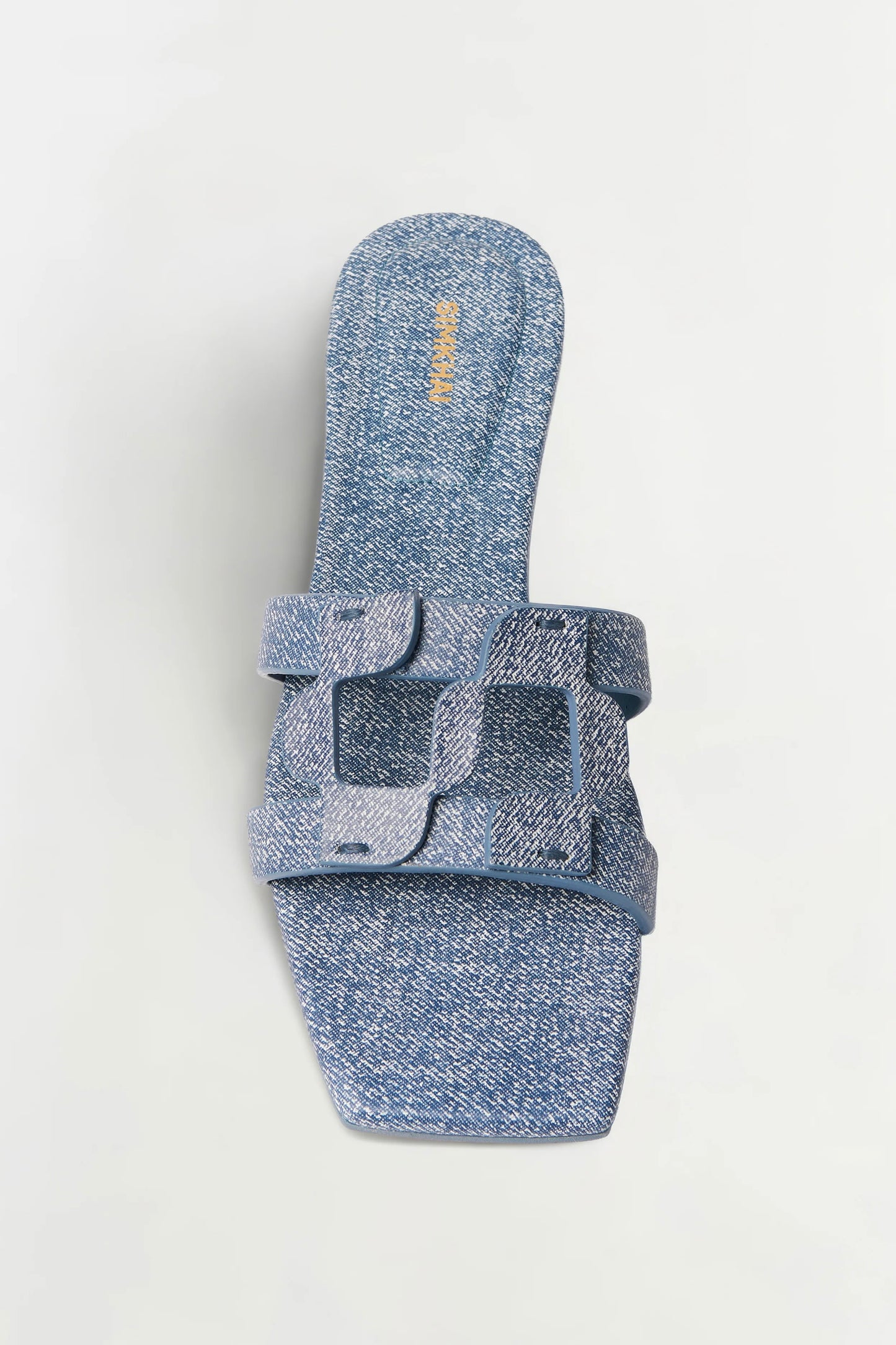 Monogram Denim Leather Flat Slide