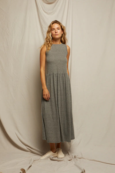 Perfect White Tee - Eva Slub Jersey Tank Dress - Heather Grey