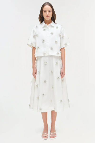 SIMKHAI - Cosmo Embellished Camp Shirt - White