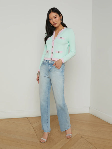 L'AGENCE - Estefania Cardigan - Pale Jade/Pink