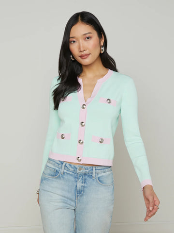 L'AGENCE - Estefania Cardigan - Pale Jade/Pink