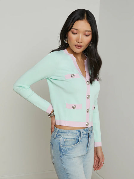 L'AGENCE - Estefania Cardigan - Pale Jade/Pink