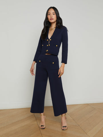 L'AGENCE - Madrid Wide Leg Knit Pant - Midnight/Gold