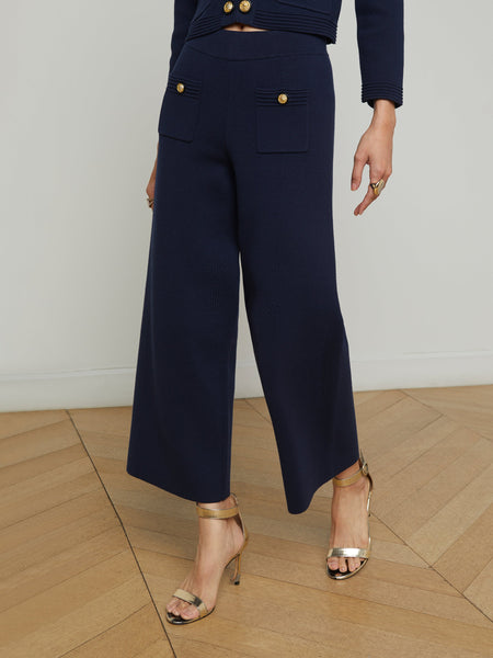 L'AGENCE - Madrid Wide Leg Knit Pant - Midnight/Gold