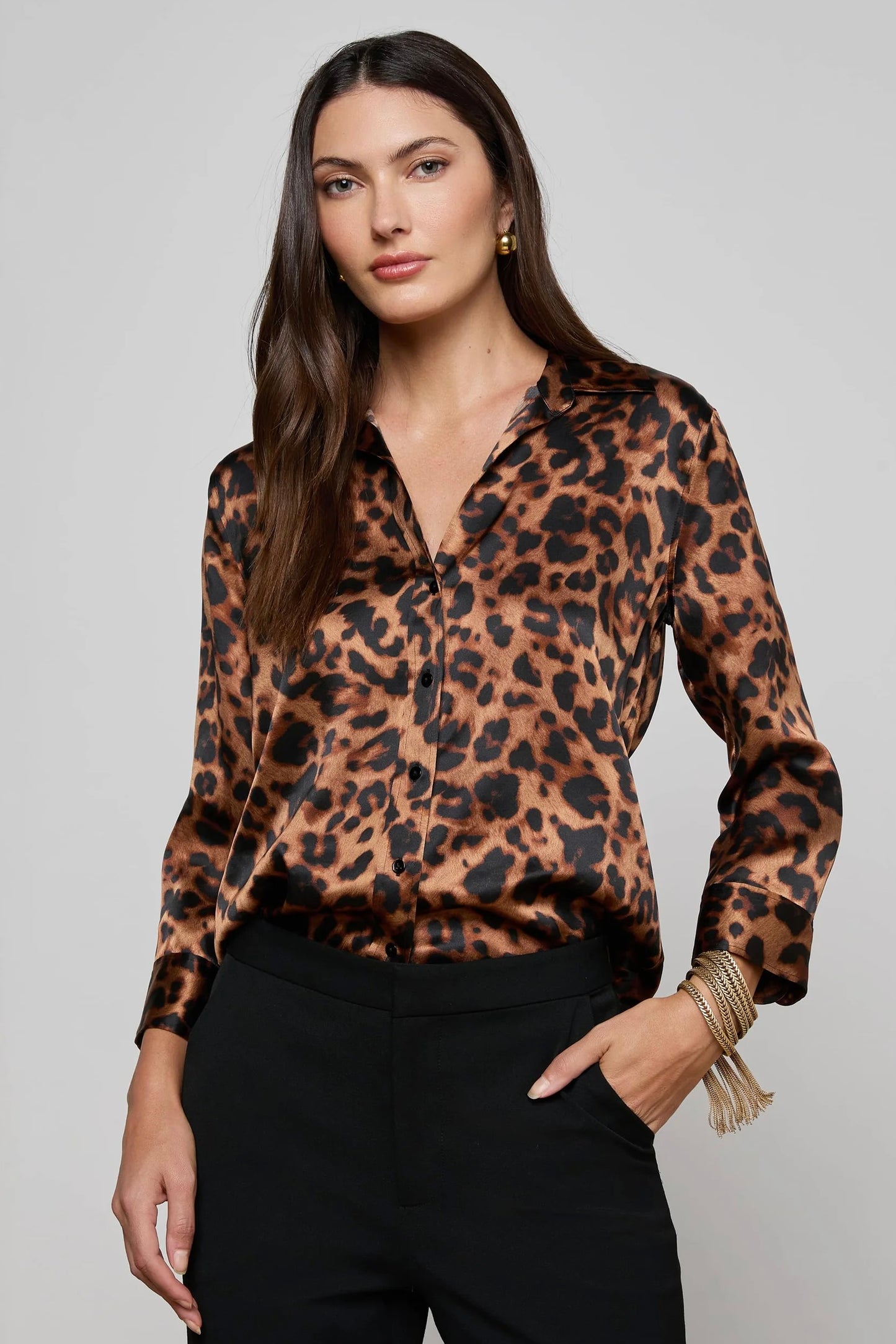 Dani Silk Blouse - Leopard