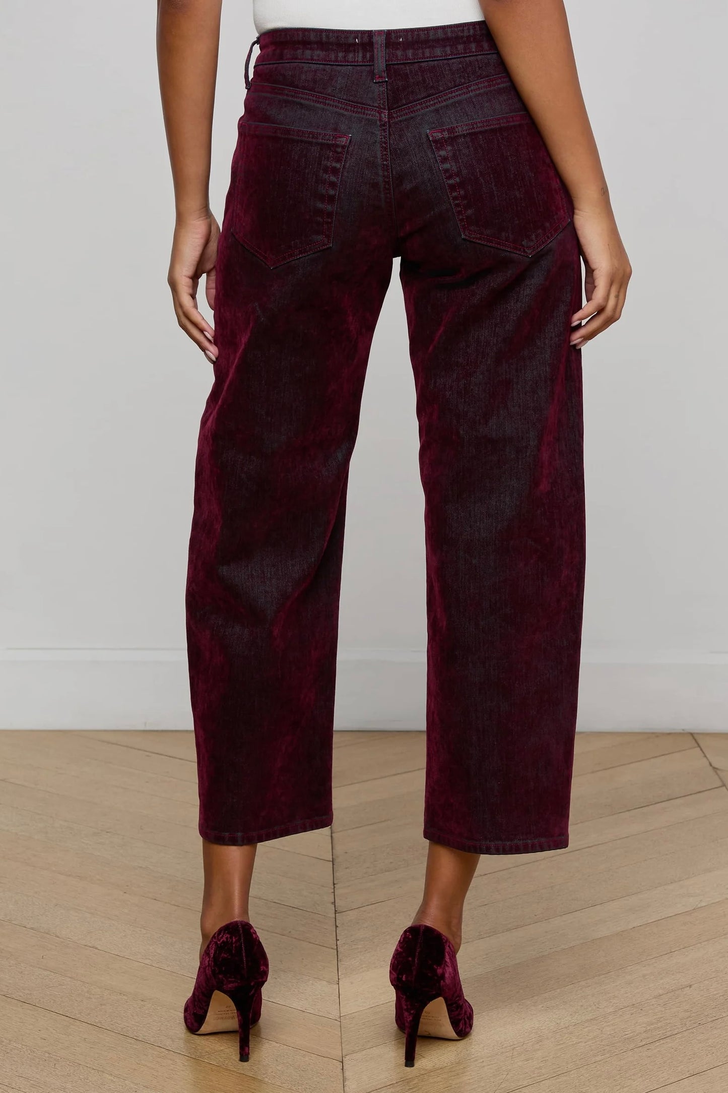 Dolores Flocked Bow-Leg Jean