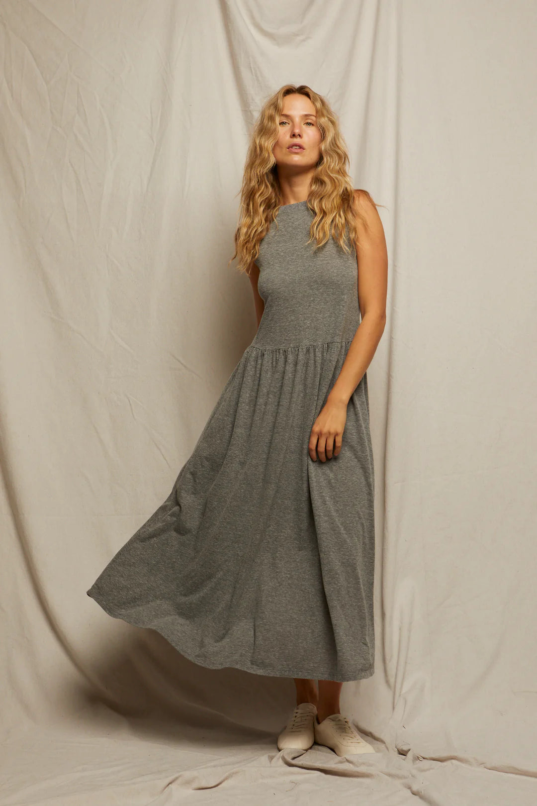 Perfect White Tee - Eva Slub Jersey Tank Dress - Heather Grey
