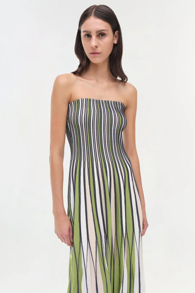 SIMKHAI - Soleil Strapless Knit Midi Dress - Kiwi Multi