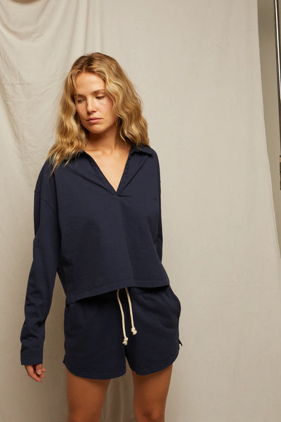 Perfect White Tee - Alison Tennessee Jersey Collared Shirt - Navy