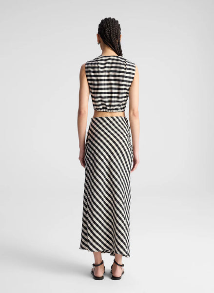 A.L.C. - Jean Gingham Midi Skirt - Black/Tan