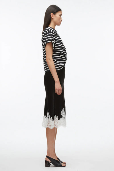 3.1 Phillip Lim - Striped Draped T-Shirt Slip Combo Dress - Black Multi Stripe