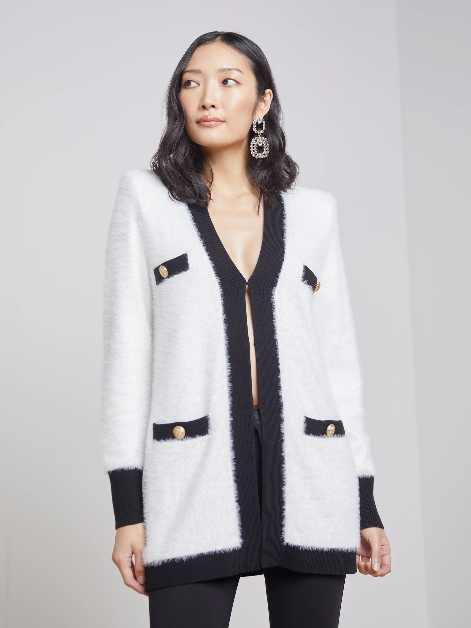 L'Agence - Elin Cardigan - White/Black