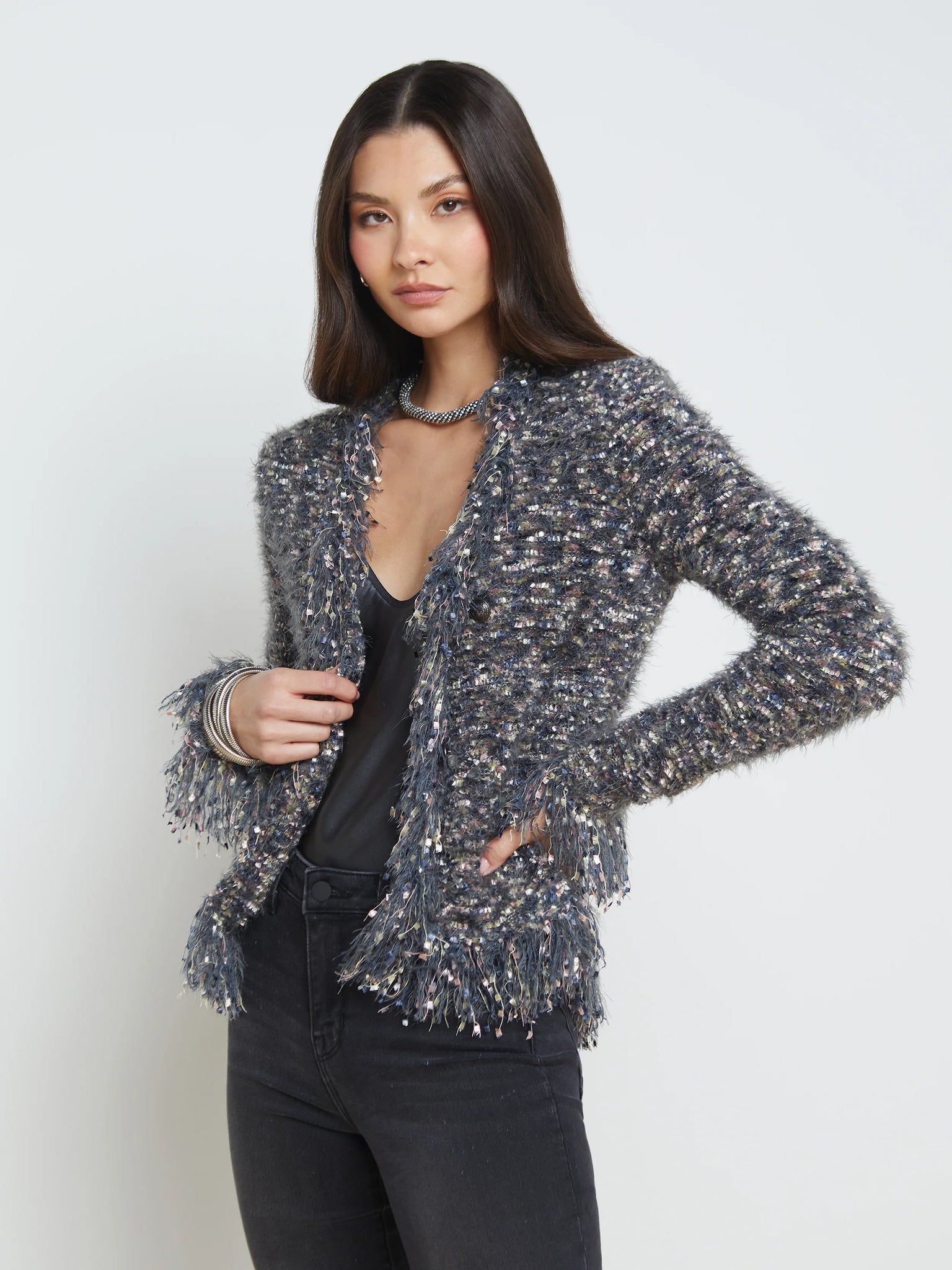 L'AGENCE - Azure Cardigan Blazer - Grey Multi
