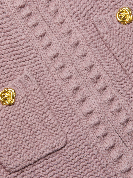 L'AGENCE - Delilah Cropped Cardigan - Light Mauve/Gold