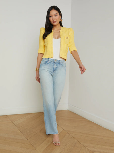 L'AGENCE - Delilah Cropped Cardigan - Pale Yellow