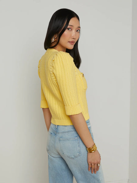L'AGENCE - Delilah Cropped Cardigan - Pale Yellow