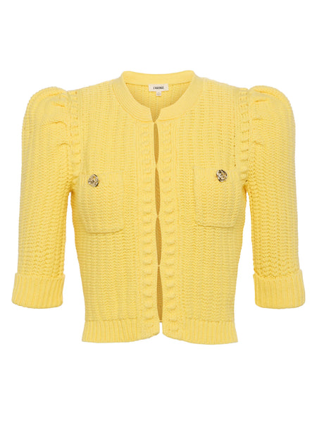 L'AGENCE - Delilah Cropped Cardigan - Pale Yellow