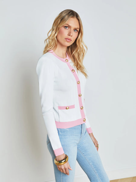 L'AGENCE - Leon Cardigan - White/Cotton Candy