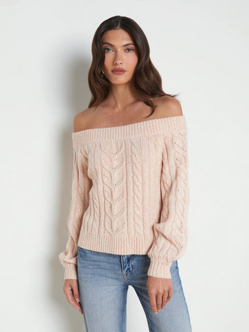 L'AGENCE - Vesta Off-the-Shoulder Sweater - Pale Nude