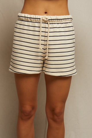 Perfect White Tee - Bennie French Terry Short - Navy Stripe