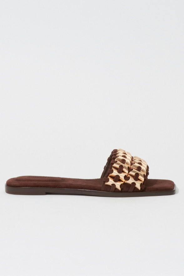 Faye Beaded Suede Flat Slide