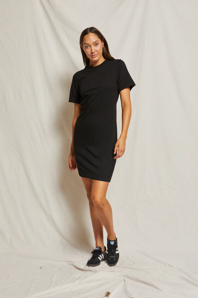 Perfect White Tee - Tiegan Ringspun Cotton Short Sleeve Dress - Available in Navy, Vintage Black, True Black & Dune Colors