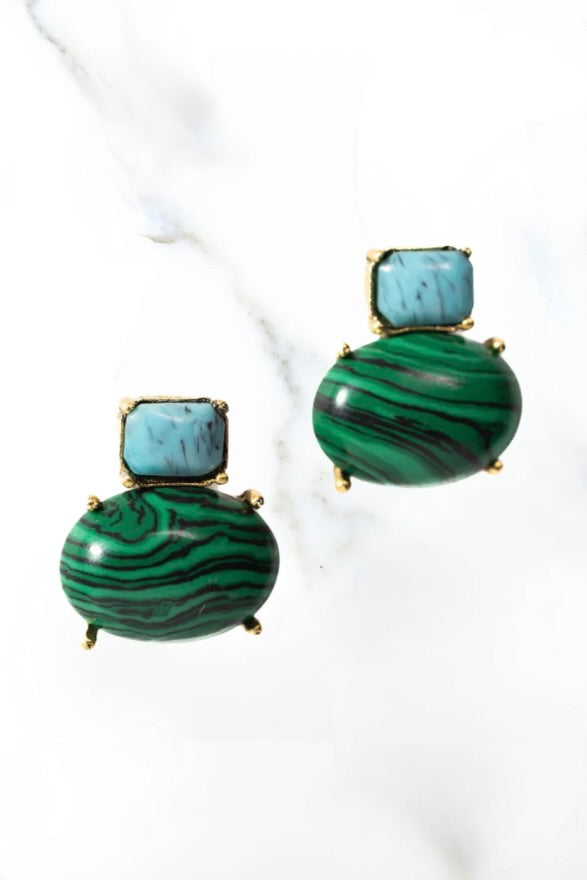 Grazie Earrings - Turquoise Green