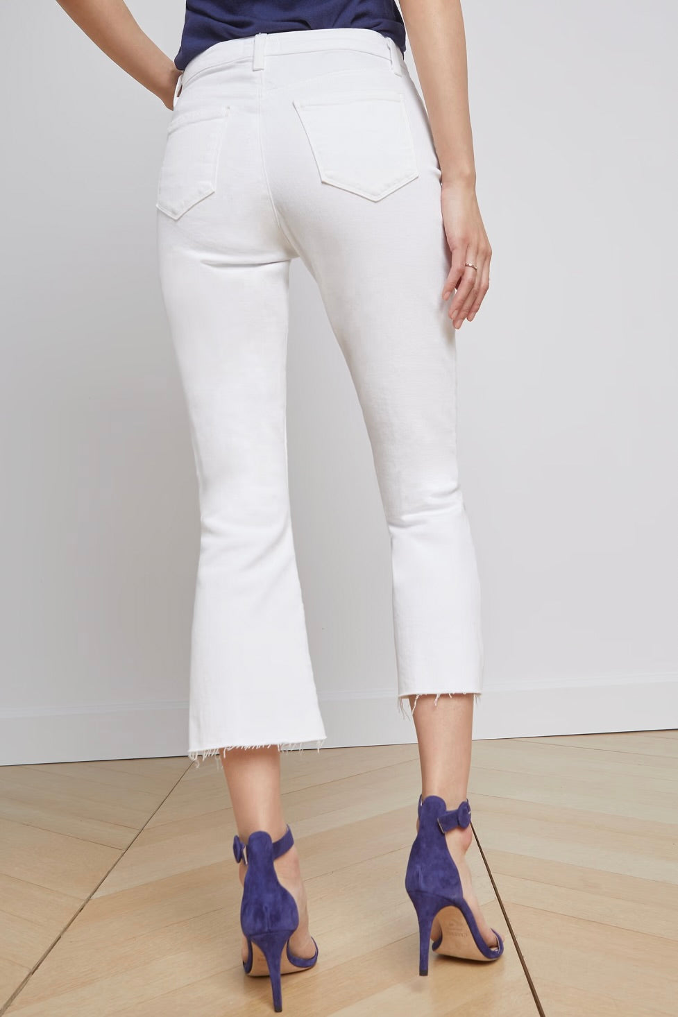 Kendra High Rise Crop Flare - Blanc