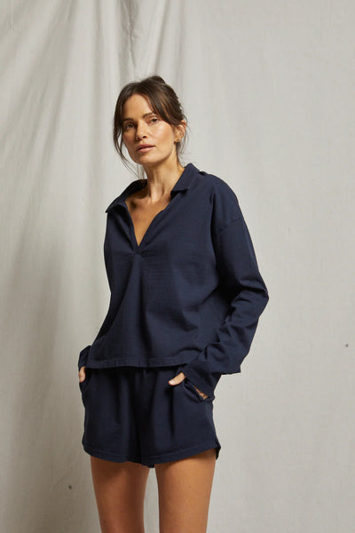Perfect White Tee - Alison Tennessee Jersey Collared Shirt - Navy