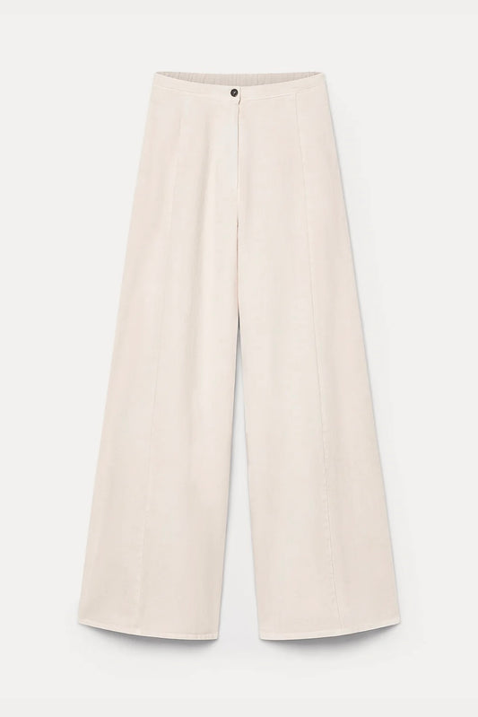 fluid cotton twill wide leg pants