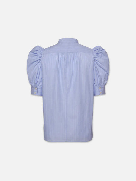FRAME - Ruched Puff Sleeve Shirt - Chambray Blue